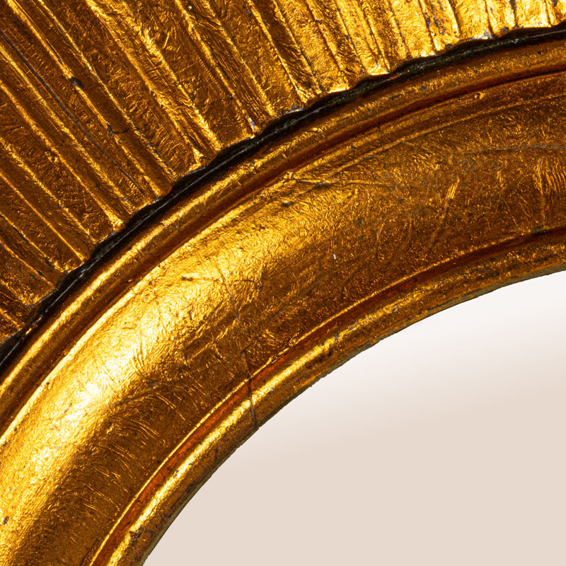 Round Sunburst Wall Mirror, Gold