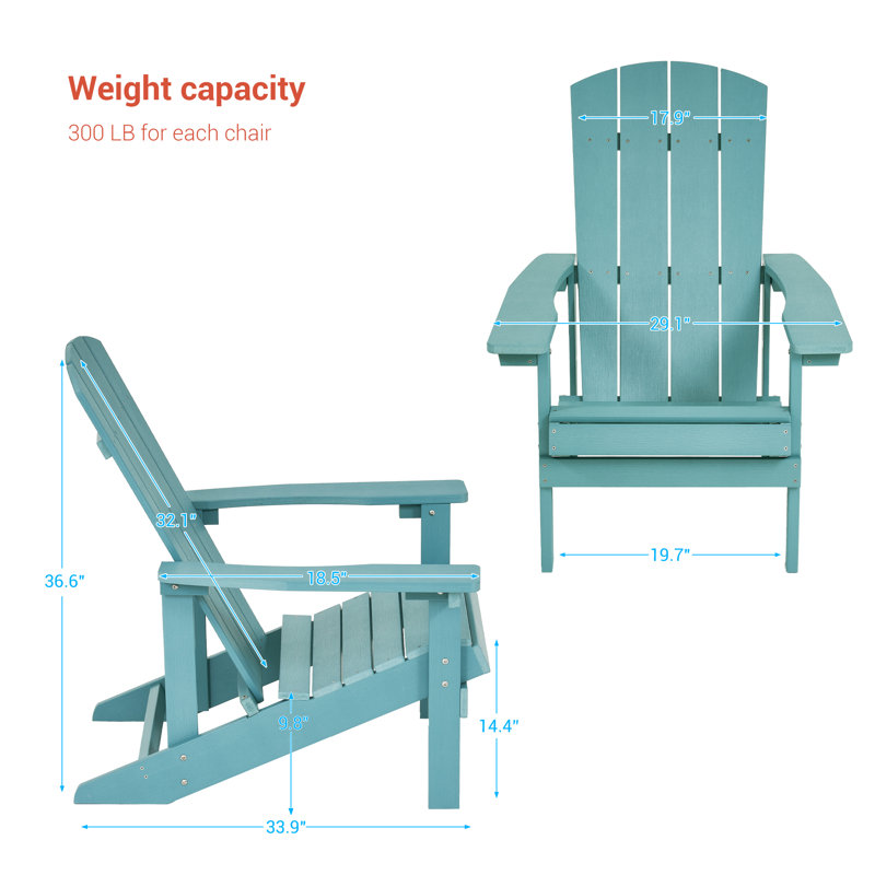 Chaise Adirondack en plastique Lall, Bleu lac