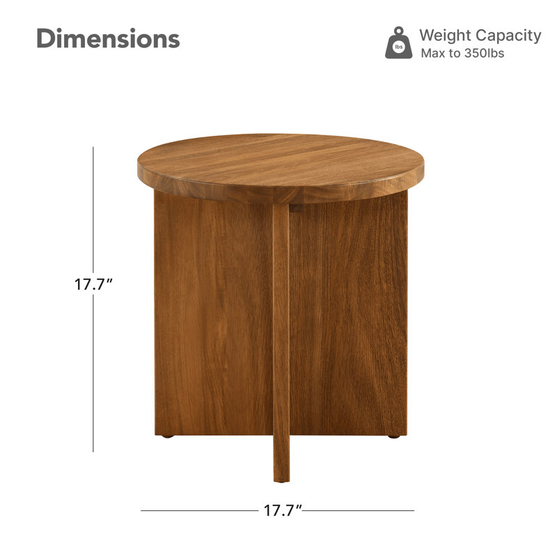 Round Solid Acacia Wood Side Table