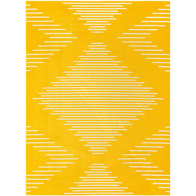 Tapis géométrique jaune en polypropylène tissé à la machine