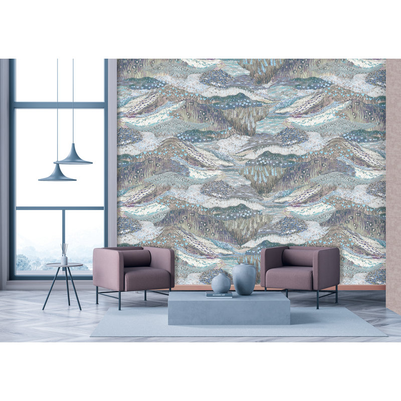 Papier peint texturé Lilas, Bleu clair