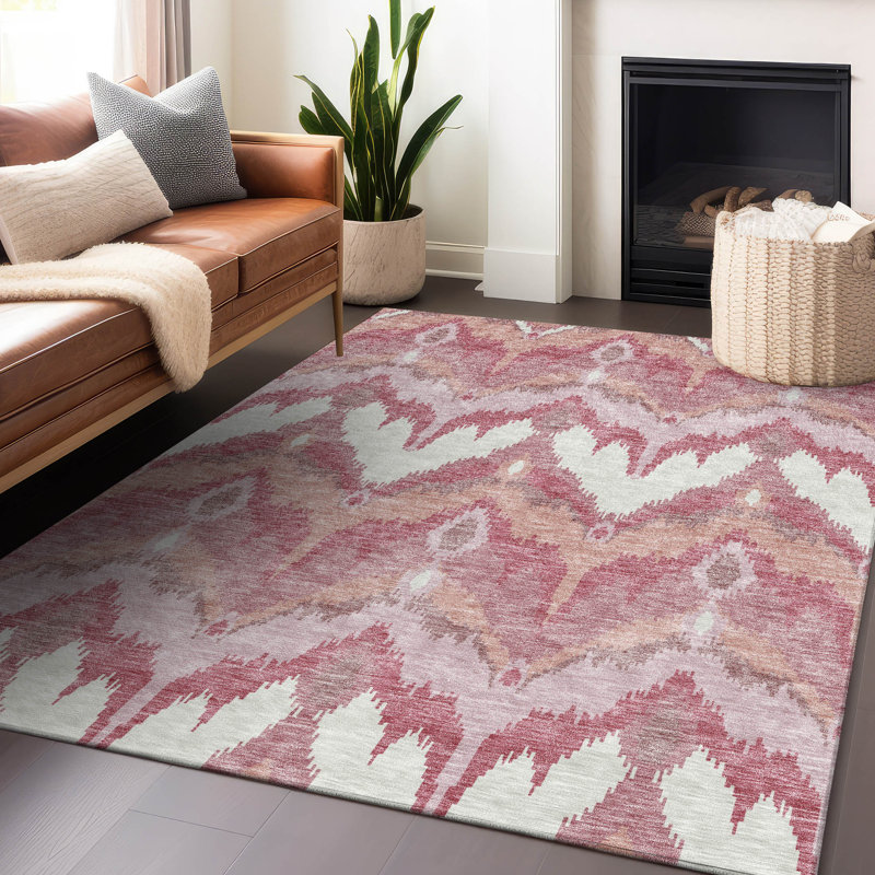 Premium Machine Washable Prisco Blush Rug, Rectangle 3' x 5'
