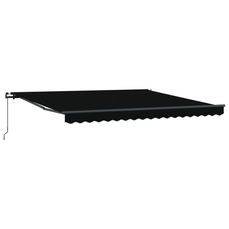 Brayden Studio Retractable Patio Awning, Black, 400 cm W x 350 cm D