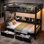 Lit superposé avec rangement, ports USB, lumières DEL et lit inférieur convertible en canapé