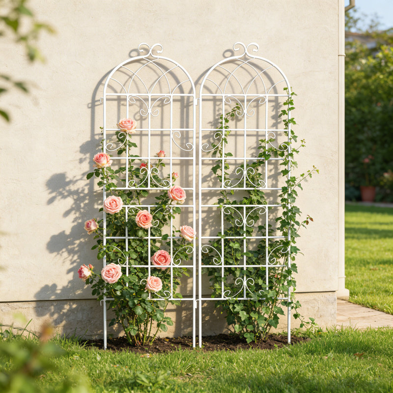 Paquet de 2 treillis de jardin en métal - H 71 po x l 19,7 po support de plantes antirouille pour les fleurs, les légumes et l'extérieur