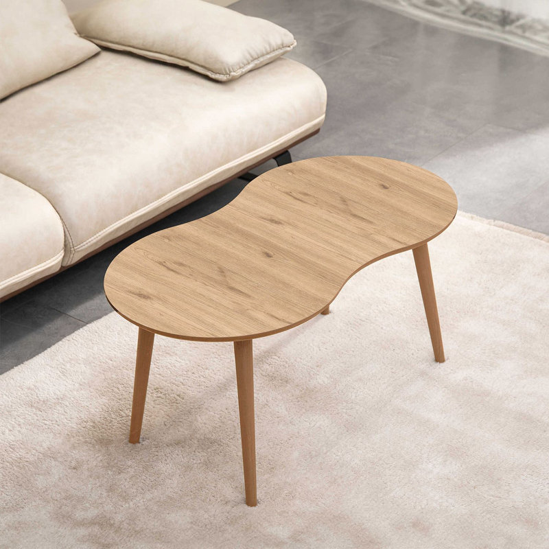Adelah Modern Oak Color Coffee Table, 39.0 x 17.7 x 21.7 inches | 100% MDF with Wooden Legs, Thickness: 0.7 inches | Scandinavian Design, Perfect for Living Room & Lounge, Stylish and Durable Furniture