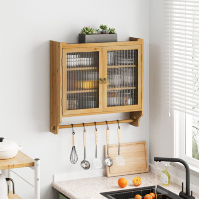 Armoire murale 24,8 po avec trois niveaux de rangement et porte-serviettes, idéale pour la salle de bain, la cuisine et la salle à manger