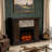 Birchfield 47"W Electric Fireplace with Mantel, Faux Stacked Stone Freestanding Fireplace Heater-89831031