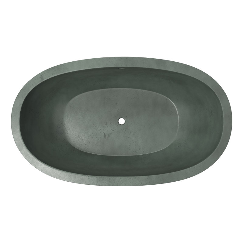 Avalon NativeStone Freestanding Soaking Cement Bathtub, Forest, 21" H x 36" W x 62" L