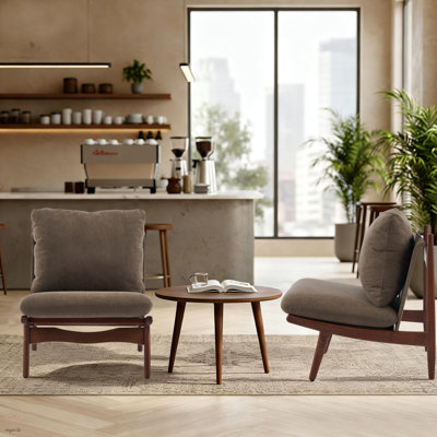Ensemble de 2 chaises d'appoint modernes, chaises longues sans accoudoirs avec coussins amovibles, chaises de lecture rembourrées pour le salon, la chambre à coucher et la véranda