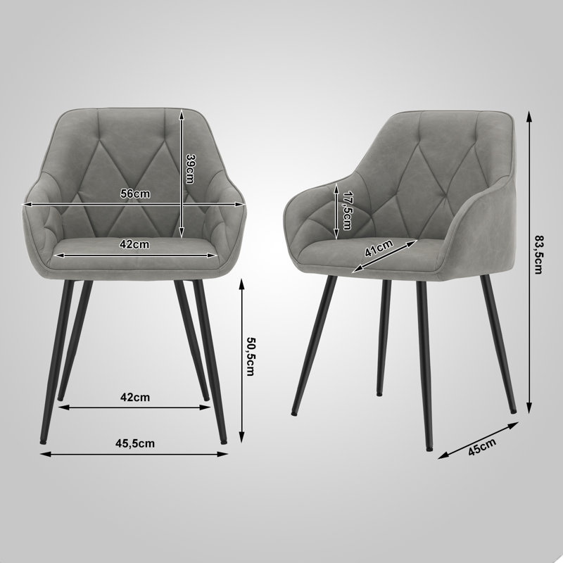Rigney 50.5 cm H Faux Leather Side Chair, 4, Dark Grey