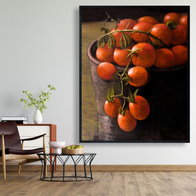 Bucket Of Cherry Tomatoes Print On Canvas