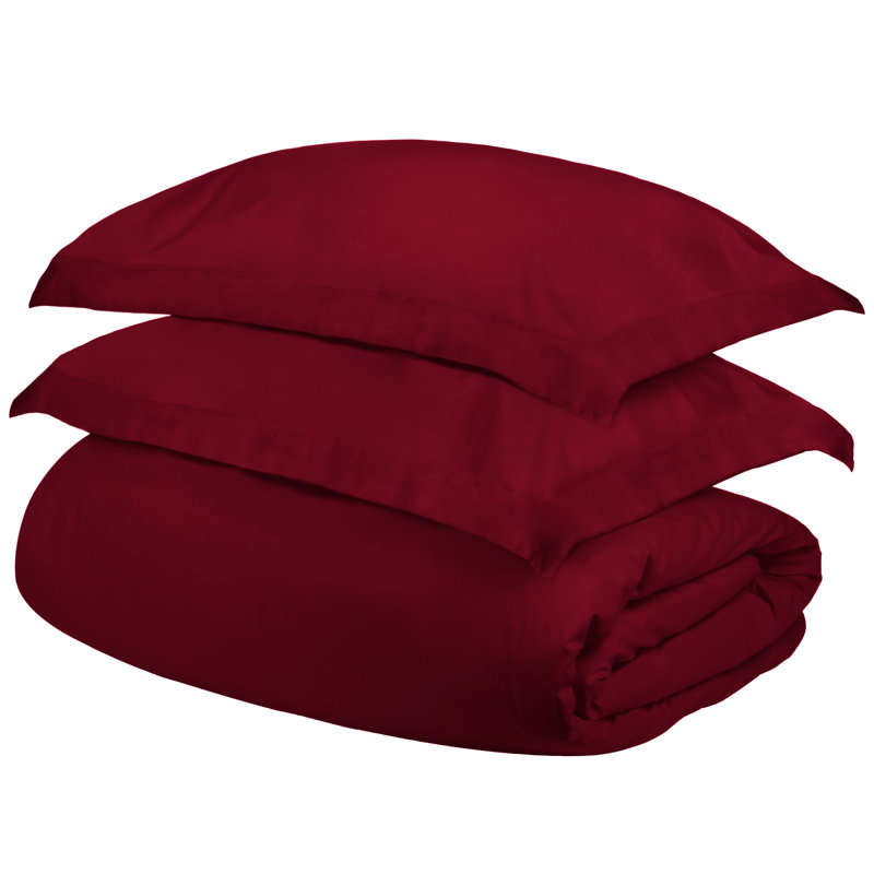 100% Cotton 300 TC Modern and Contemporary 3 Piece Duvet Cover Set, Burgundy, Twin Duvet Cover + 1 Standard Pillowcase