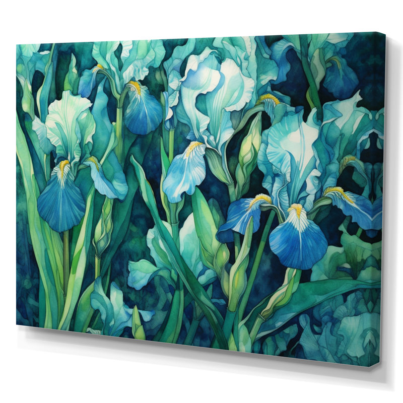 «Green Irises Petal IV» sur toile, H 12 po x l 20 po x P 1 po, Toile tendue