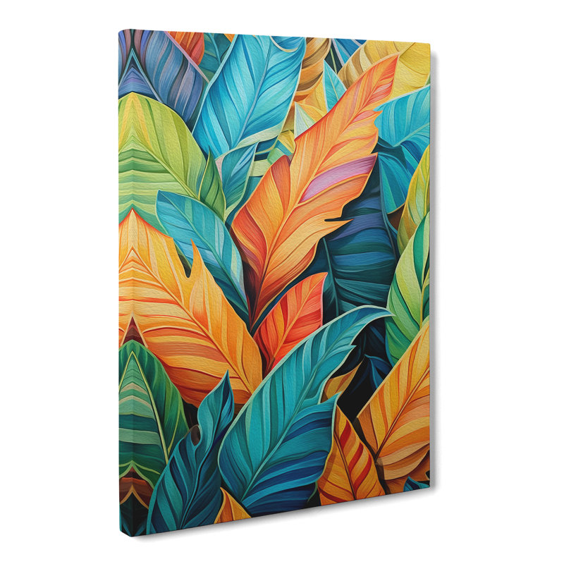 Tropical Leaf Colour Field - No Frame Art Prints - Wrapped Canvas, 60cm H x 40cm W x 3cm D