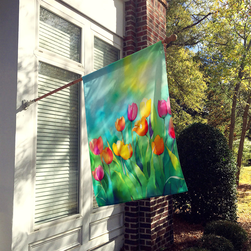 Tulipes dans le drapeau de la maison à l'aquarelle