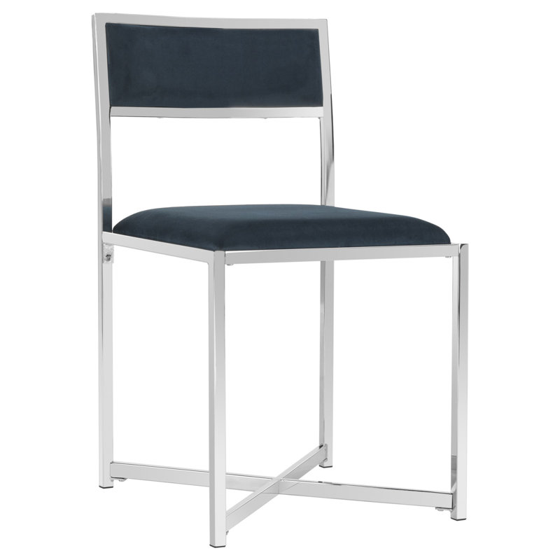 Chaise d'appoint rembourrée en métal Walsh, Bleu marine