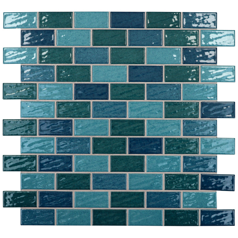 Swimming Pool Series 1" X 2" Porcelain Mosaic Tile, Spray