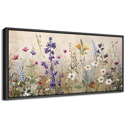 Vibrant Wildflower " Vintage Botanical Elegance Pastel Wildflower Rustic Retro Art Decor Colorful Extra Large Pictures "
