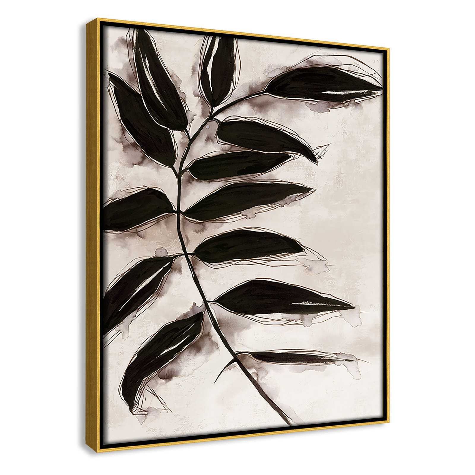 Leaves II by Eva Watts, 15.5" H x 12.5" W x 2" D, Gold Framed