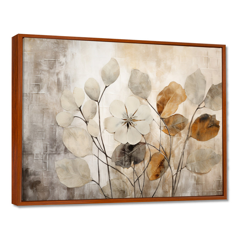 «Beige Botanical Impressions III - Abstract Botanicals», art encadré, Reproduction avec cadre flottant, H 34 po x l 44 po