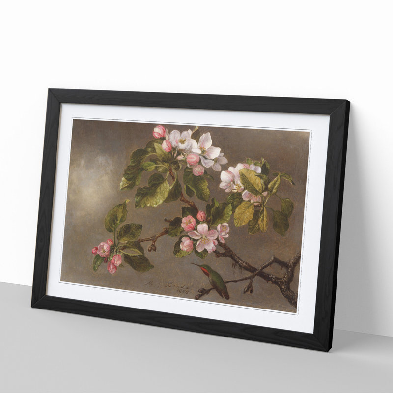 Apple Blossom by Martin Johnson Heade - Picture Frame Graphic Art, Black Framed, 48cm H x 65cm W x 2cm D