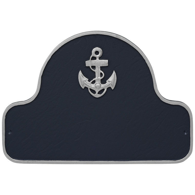 Plaque d'adresse Anchor Arch, Bleu marine / argenté, Oui