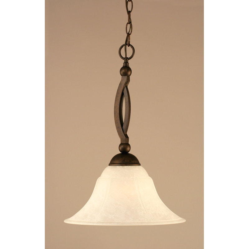 Bow Chain Hung Pendant Glass, Brushed Nickel, 20.25", Italian Marble