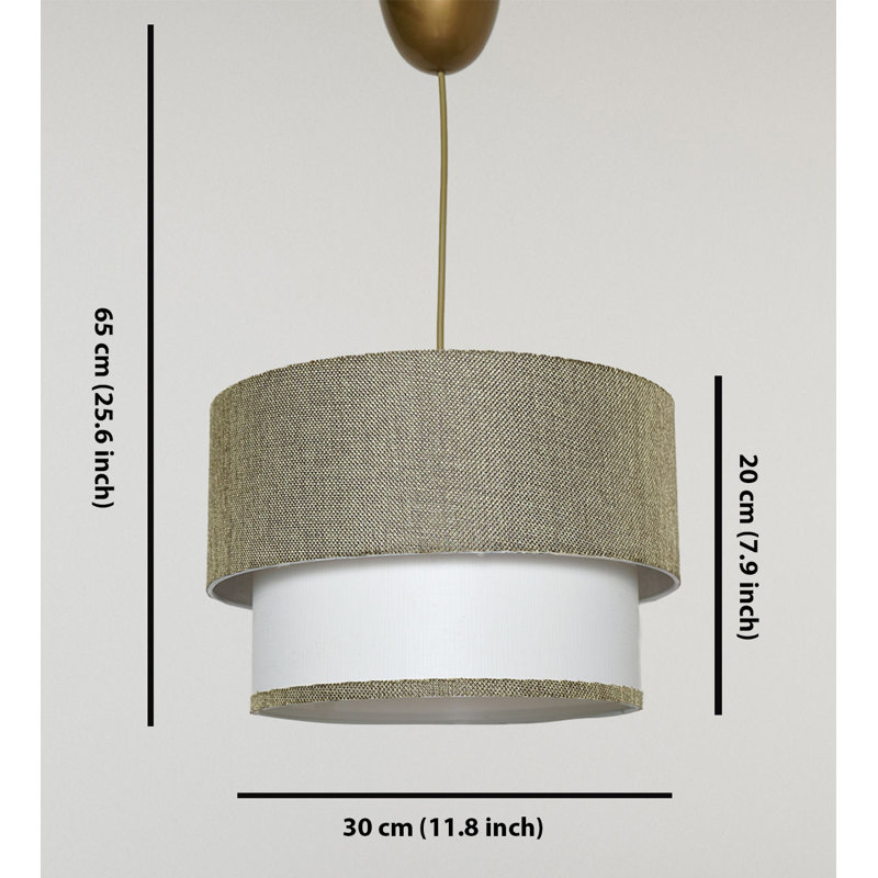 Luminaire suspendu cylindrique à 1 lumière Otoe, Or, Vert/blanc
