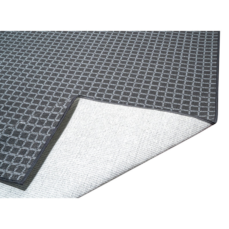 Tapis noir Imogen-Leigh Grid, Tapis de couloir 6 pi x 18 pi