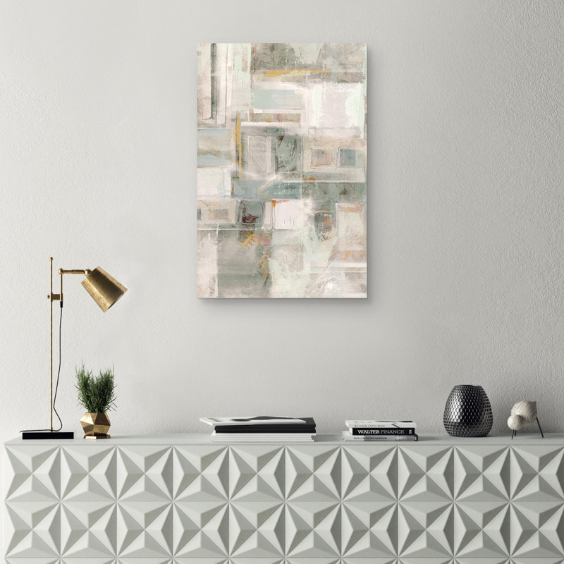 Green and Ivory Abstract Canvas Art Print, 24" x 36"