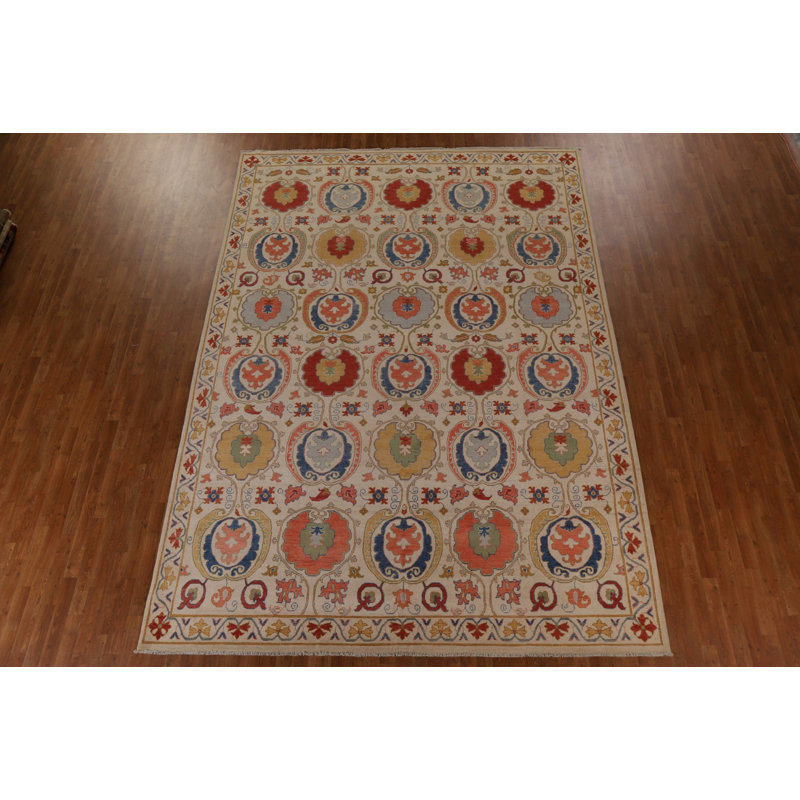 Tapis de teinture végétale Kazak All-Over fabriqué à la main 9 x 13