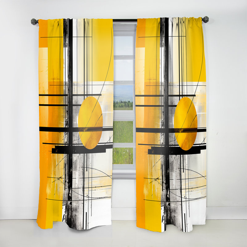 Parchemin jaune brillant Parchemin abstrait Collages II - Rideau Collages - Velours obscurcissant - 1 panneau