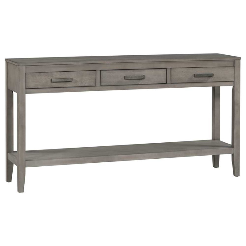 Contemporary 3-Drawer Console Table with 1 Shelf, Gray