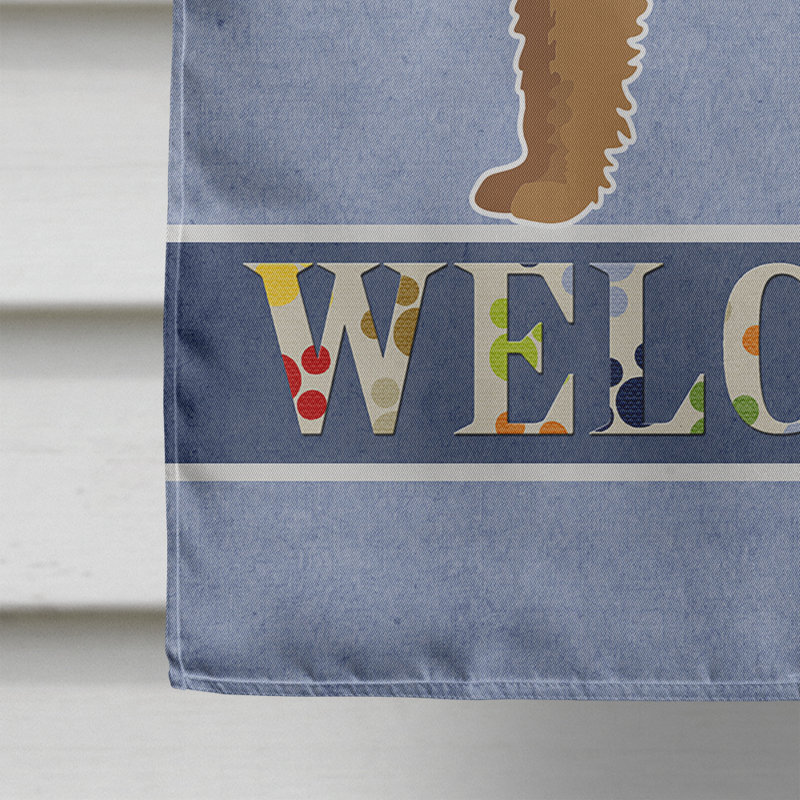 Labradoodle en polyester brun clair 2 côtés 40 x 28 po drapeau maison