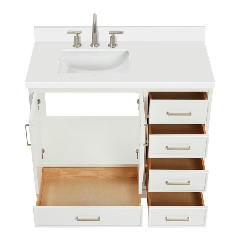 Ensemble de meuble-lavabo simple 43 po avec plateau Abshire, Blanc