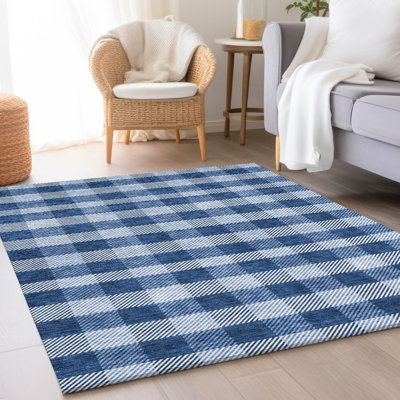 Premium Machine Washable Prisco Navy Rug