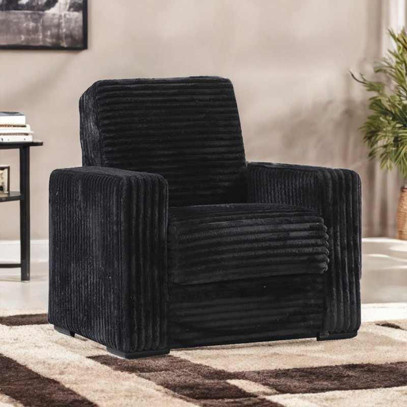 Fauteuil Monet, Noir, Velours côtelé noir