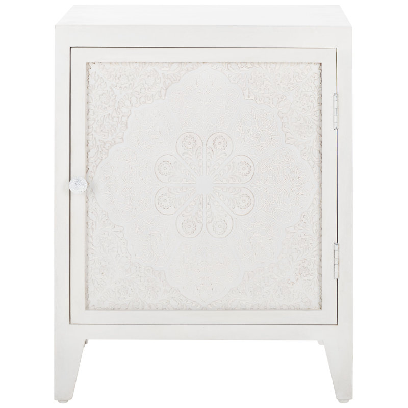 Table de chevet grise Thielle, Blanc délavé