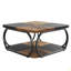 Table basse carrée 39 "avec tablette de rangement - Table basse à 2 niveaux avec structure incurvée en métal robuste