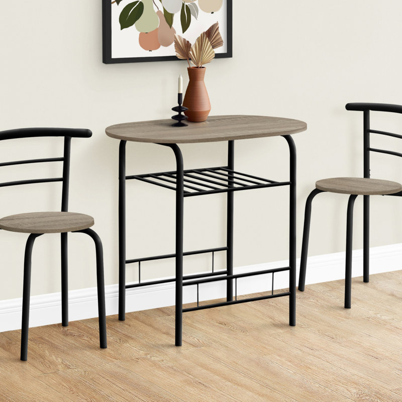 Ensemble de table de salle à manger fonctionnel 3 pièces en stratifié, parfait pour les cuisines et les coins-repas, Taupe