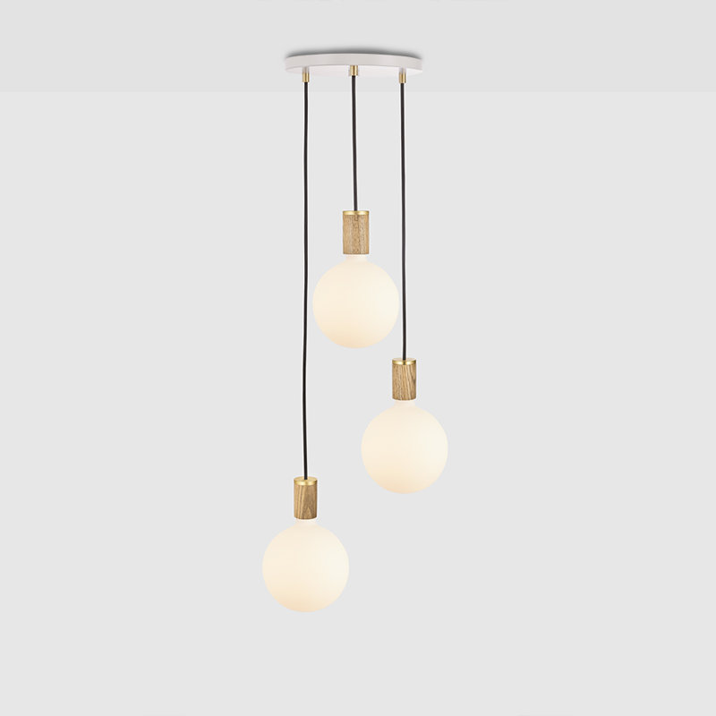 Sphere IV 3 - Light LED Pendant, Oak