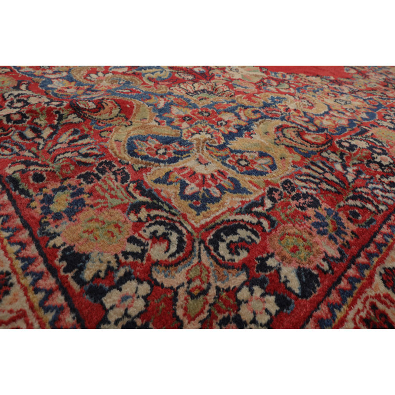 Tapis oriental corail / beige / bleu / sauge en laine noué à la main 10 pi 3 po x 13 pi 9 po Oriental