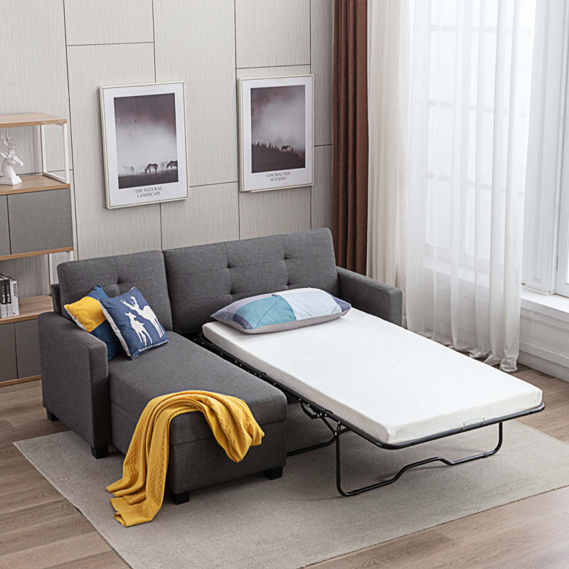 Upholstered Sectional Left Hand Facing, Gray Linen