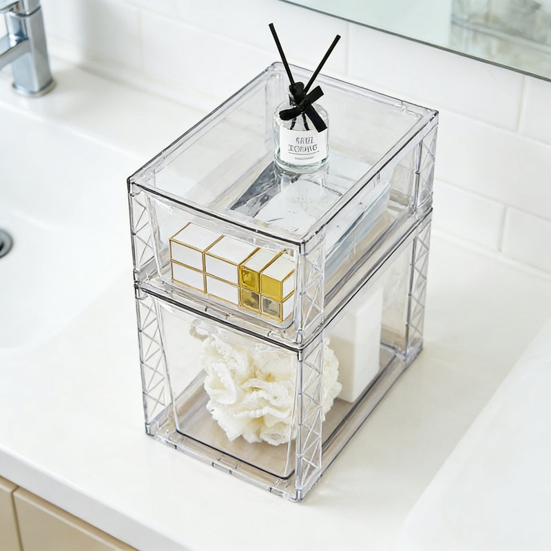 Ensemble de 6 organisateurs de garde-manger et rangement, bacs de rangement de cuisine empilables transparents avec poignées, organisateur de nourriture pour armoire de réfrigérateur de salle de bain