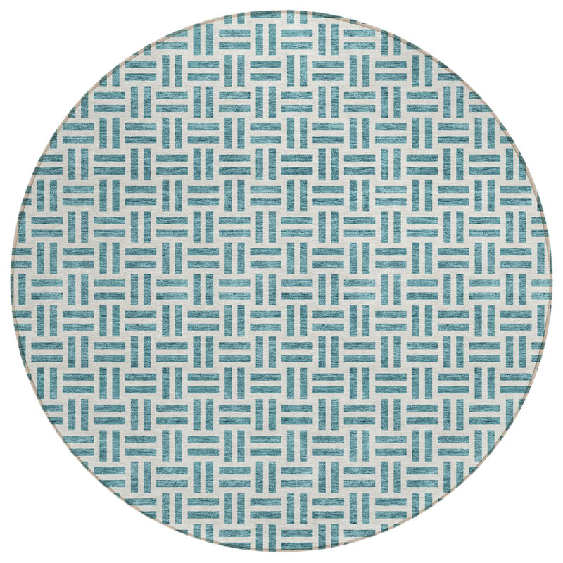 Tapis rond bleu 8 po