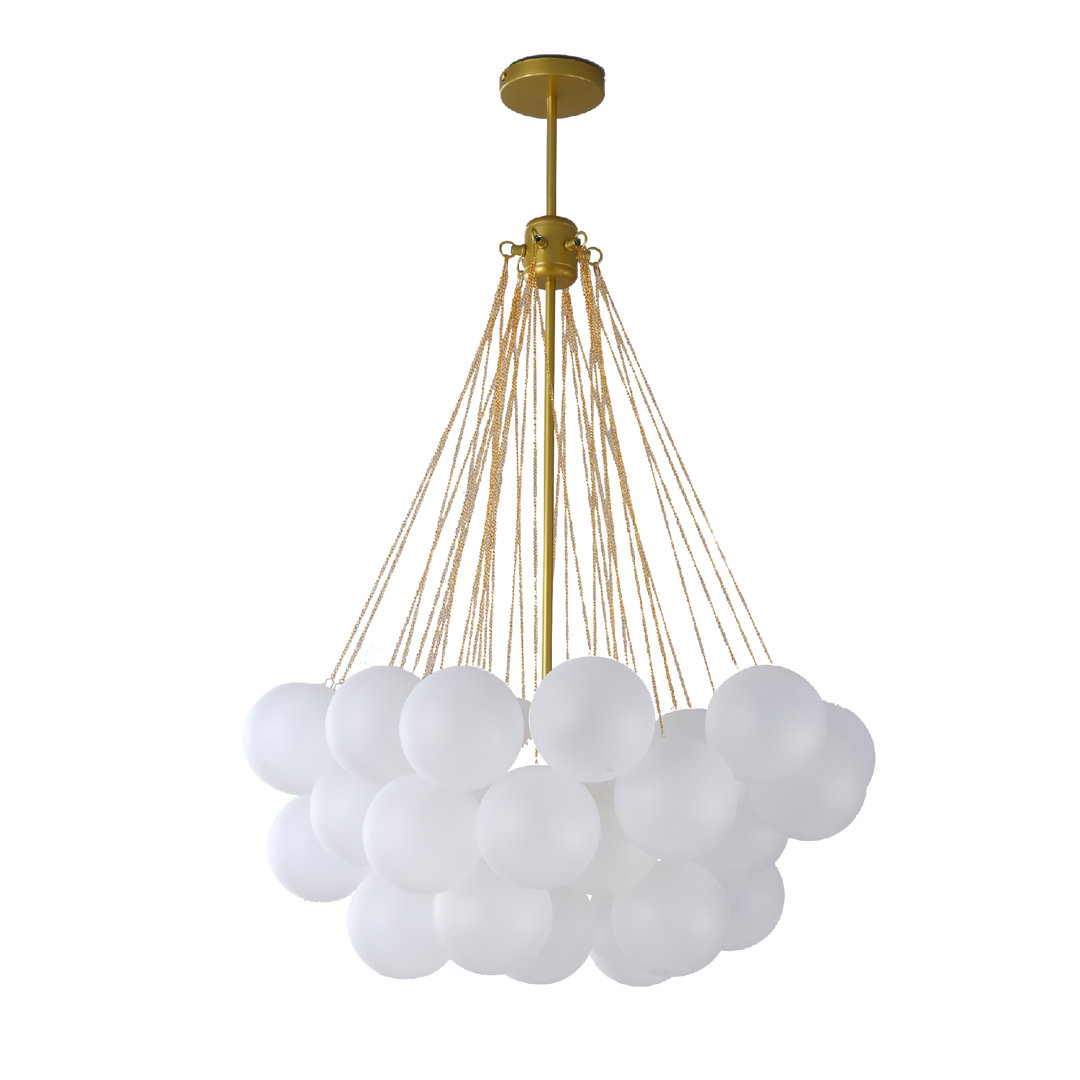 Roert 3 - Modern Glass & Gold Chandelier – Elegant Cloud-Shaped Flush Mount Ceiling Light with E27 Bulbs for Dining Room, Bedroom, and Living Room
