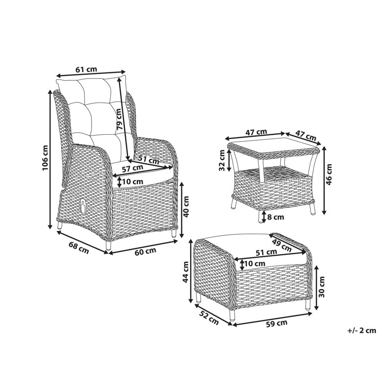 Sighburgh 2 Seater Rattan Conversation Set