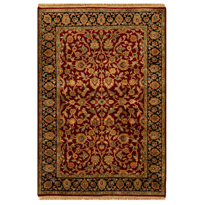 Hand-Knotted High-Quality Red and Black Area Rug