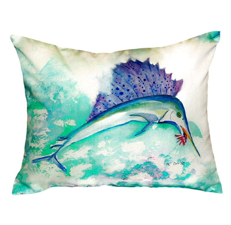 Sailfish Outdoor Reversible Throw Pillow